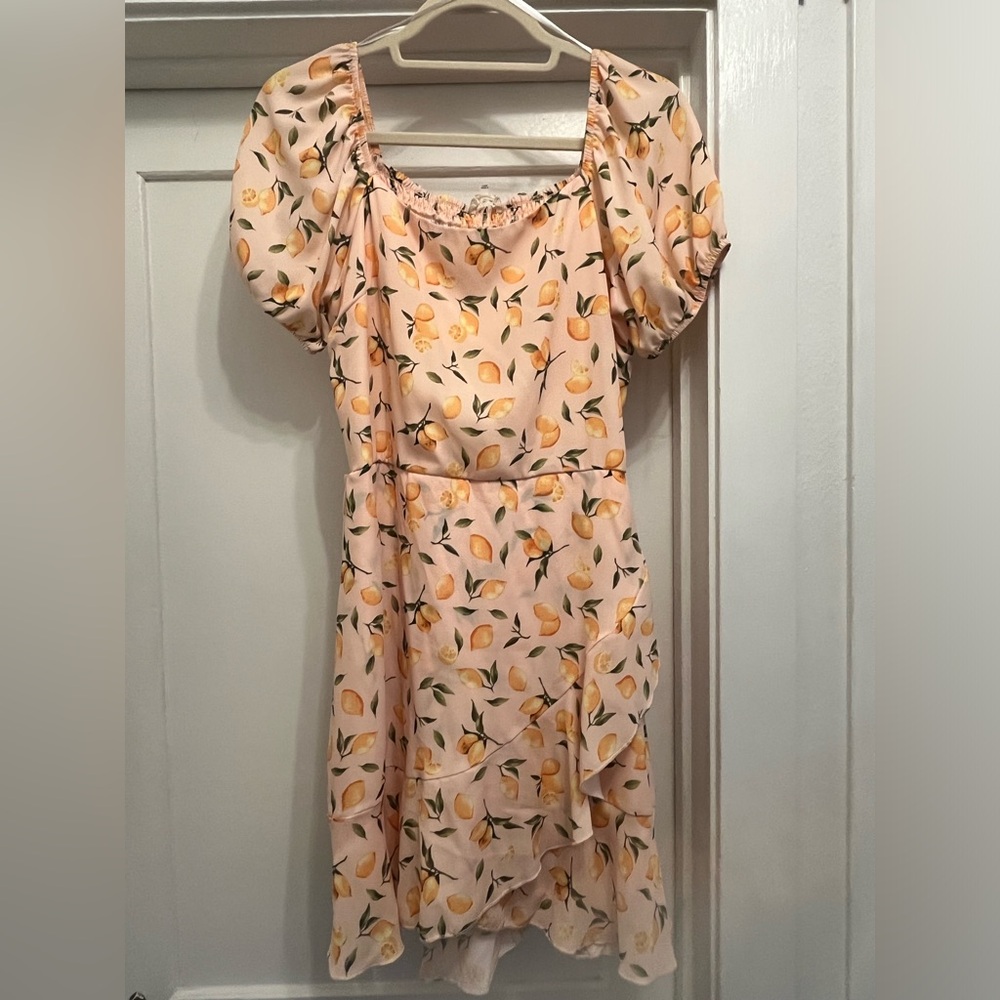 Altar’d State lemon print mini dress, size medium